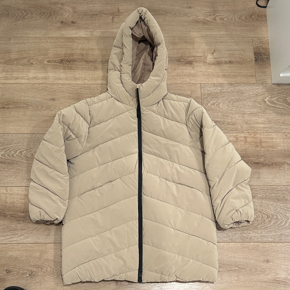 Beige Hooded Puffer Jacket